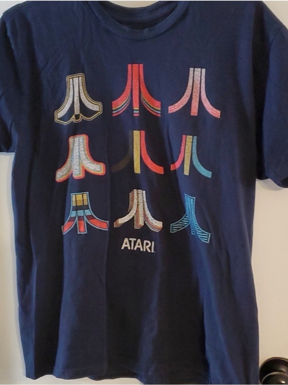Hot Topic Navy Atari Retro Logo Short Sleeve Tee